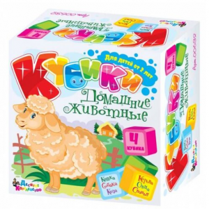 иг-139 Кубики пластмассовые "Домашние животные" 4 шт