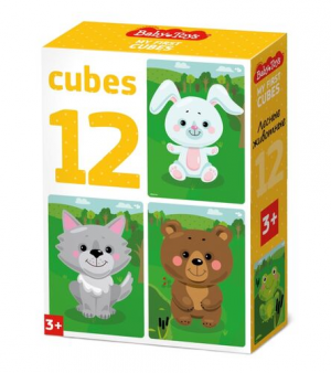 иг-152 Кубики пластмассовые "Лесные животные" 12 шт Baby Toys