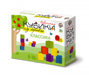 иг-133 Кубики деревянные "Классика" 12 шт (5 цв.)
